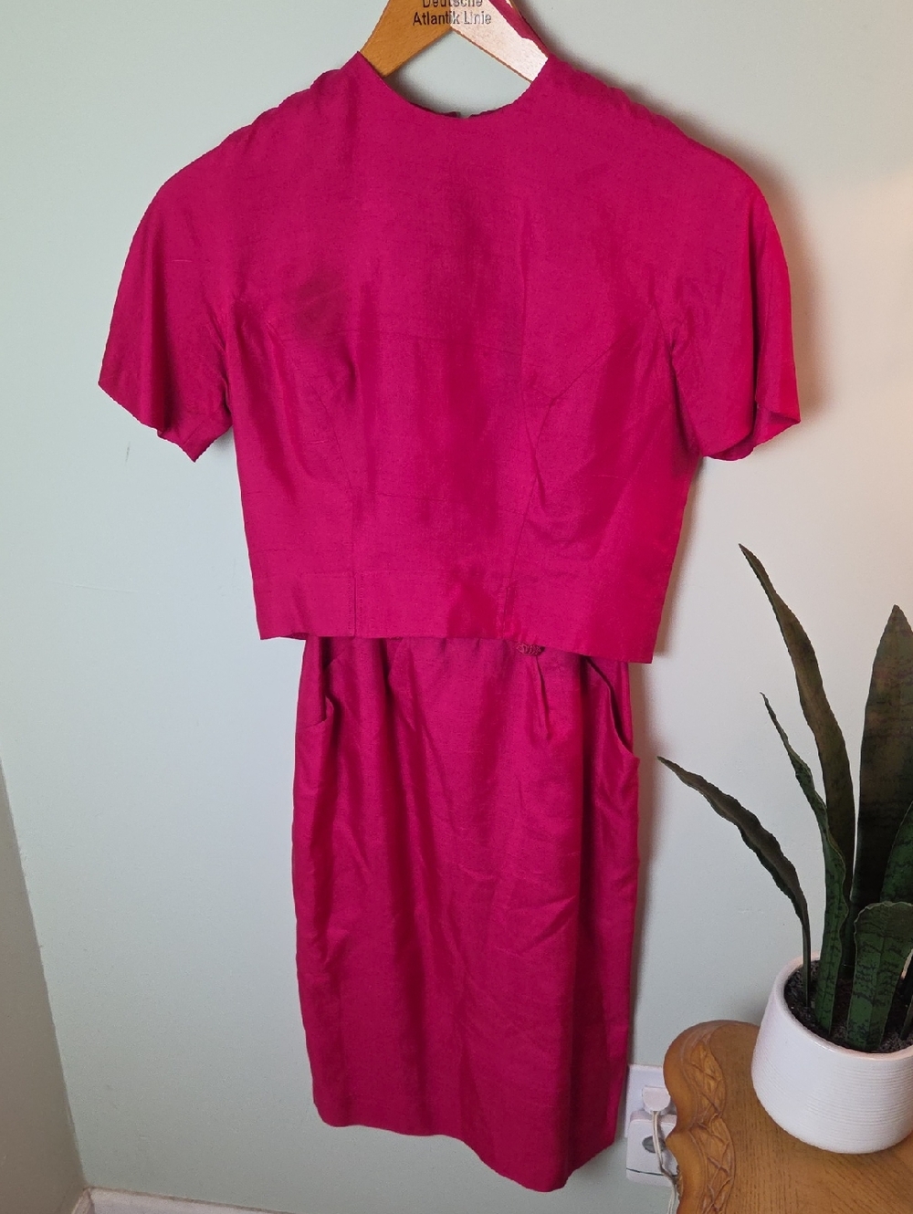 Vintage 50s Handmade Pink Wiggle Dress With Jacket